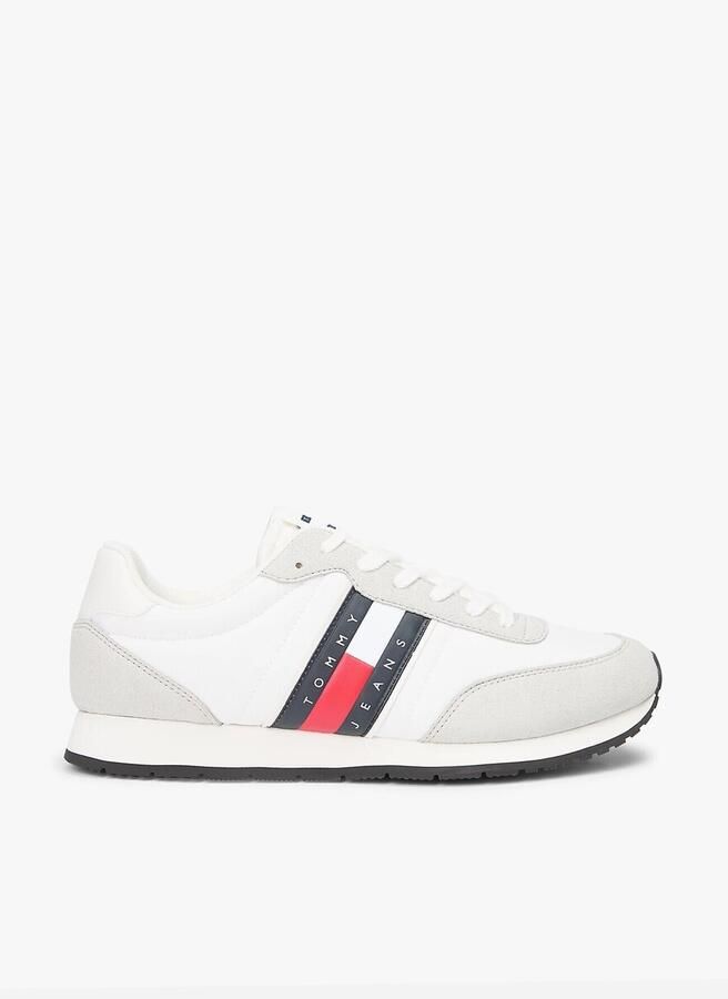 Tommy Jeans Sneakers laag 'Logo Mixed Texture' lichtgrijs rood zwart wit - Foto 7