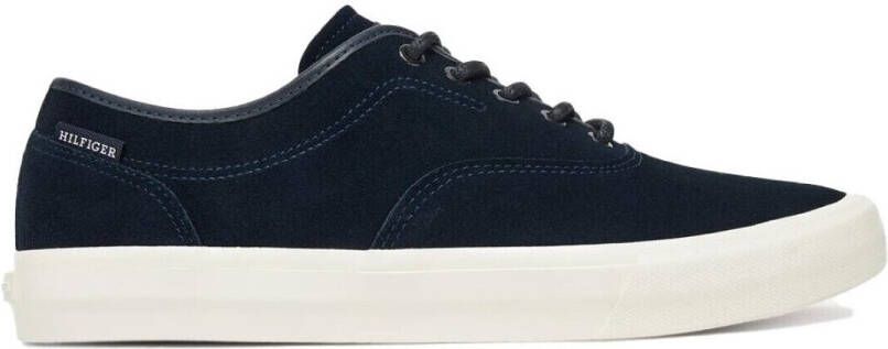 Tommy Hilfiger Blauwe Sneakers Ronde Neus Platte Hak