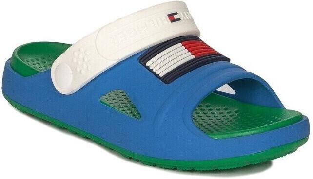 Tommy Hilfiger badslippers met hielbandje blauw Rubber 22 - Foto 4