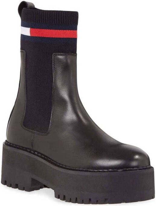 Tommy Jeans Zwarte Flatform Chelsea Sock Enkellaarzen Black Dames - Foto 2