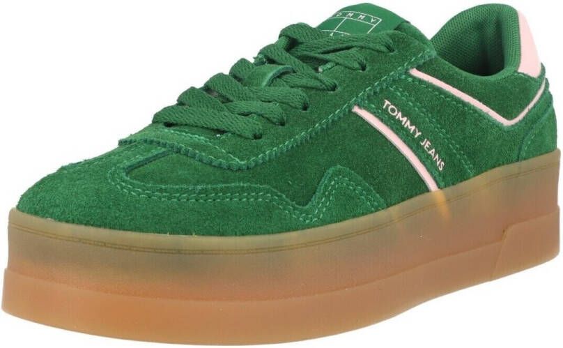 TOMMY JEANS Plateausneakers THE GREENWICH FLATFORM SUEDE vrijetijdsschoen lage schoen veterschoen met subtiele decoratieve stiksels