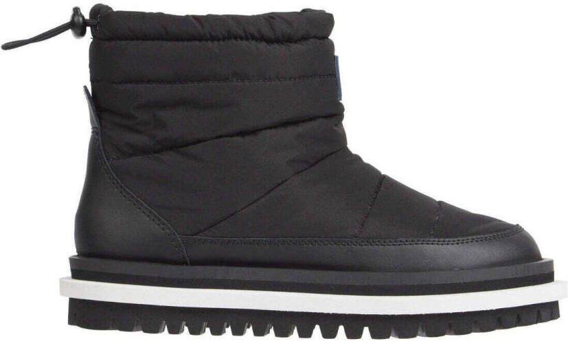 Tommy Jeans Zwarte Gewatteerde Platte Enkellaarzen Black Dames