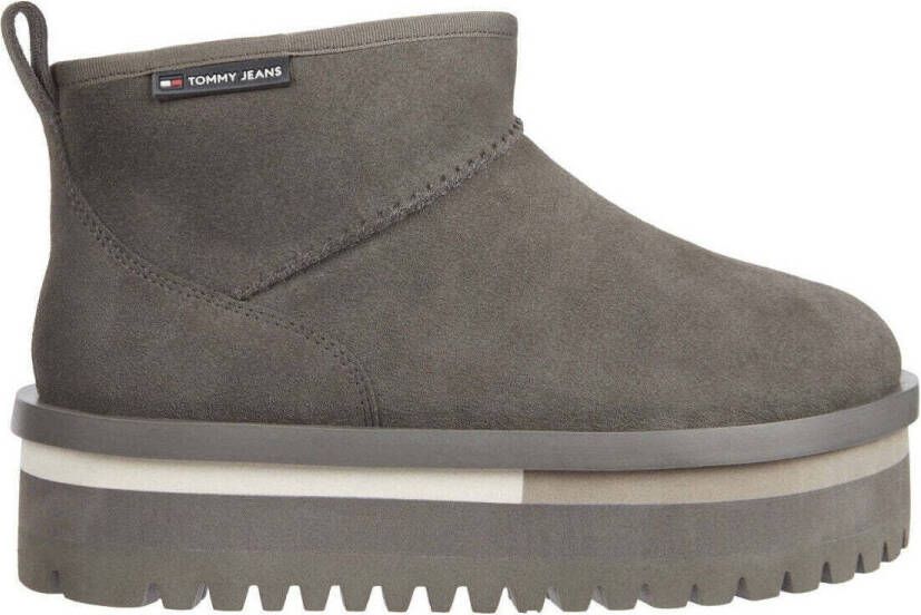 Tommy Jeans Grijze Flatform Enkellaarzen voor Vrouwen