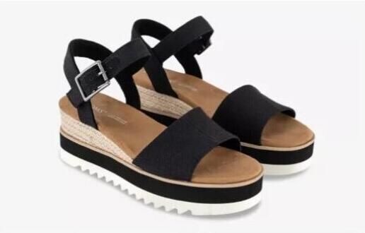 TOMS Diana black | smalle sandaal met Zwart Canvas Sandalen met hak Dames - Foto 7