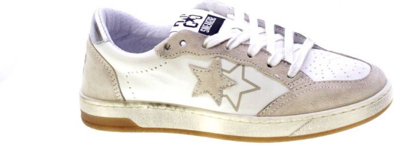 2Star Witte leren sneaker met beige suède details - Foto 2
