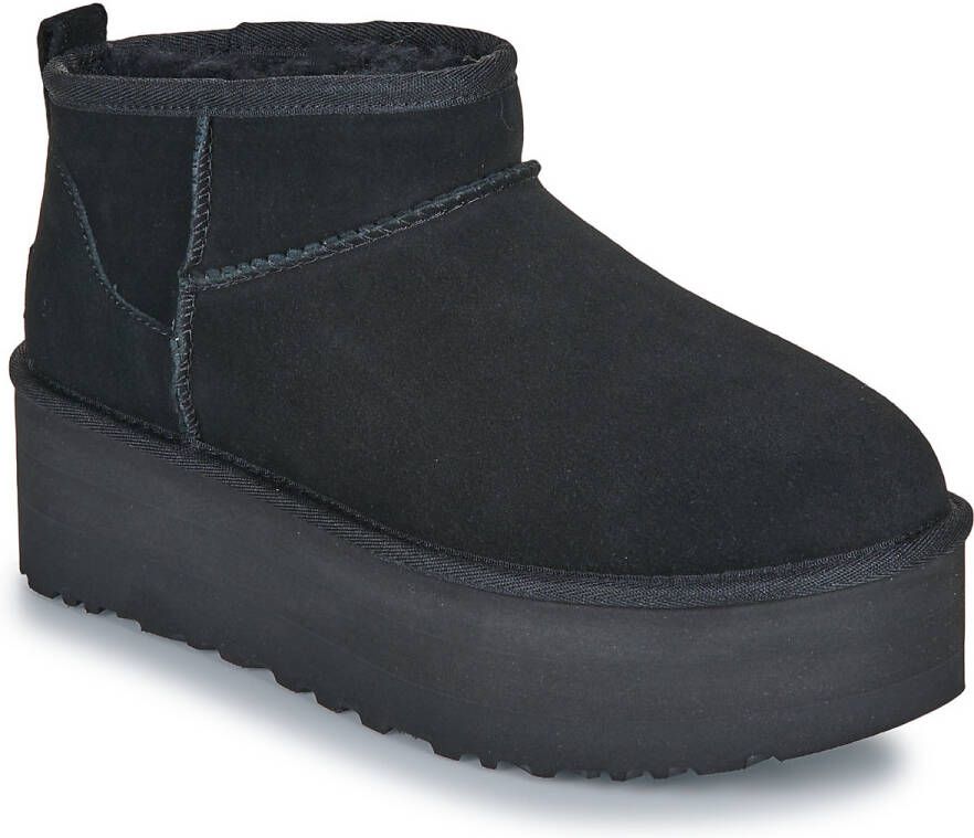 UGG Vachtlaarzen Dames W Classic Ultra Mini Platform Maat: 41 Materiaal: Suède Kleur: Zwart - Foto 8