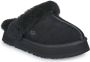 UGG Pantoffels Dames Sloffen Instappers Suède Harde zool Dichte hiel Disquette Zwart - Thumbnail 4