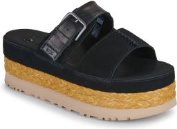 UGG Zwarte Leren Sandalen met Rubberen Zool