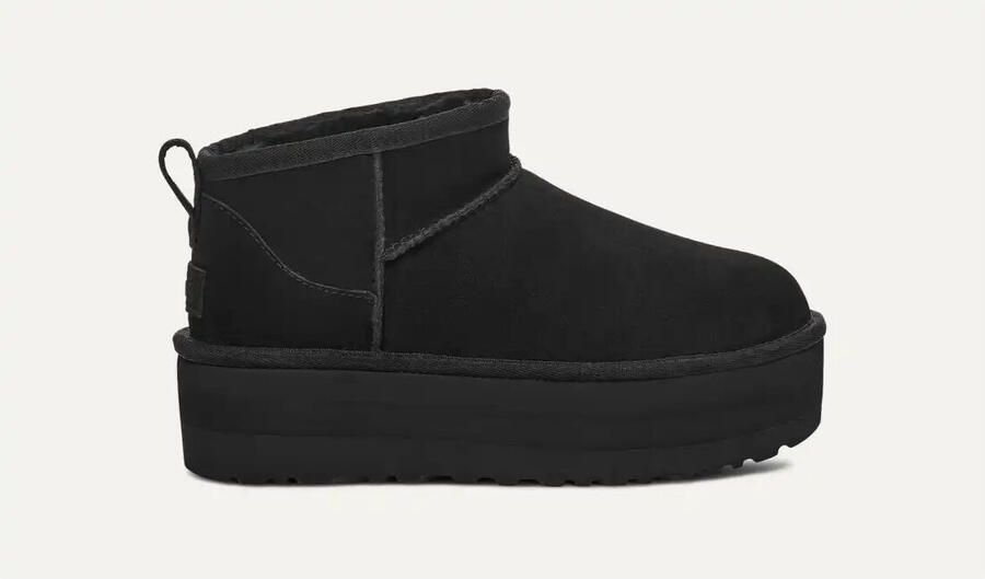 UGG Vachtlaarzen Dames W Classic Ultra Mini Platform Maat: 42 Materiaal: Suède Kleur: Zwart - Foto 16