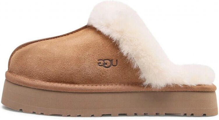 UGG Pantoffels Dames Sloffen Instappers Suède Harde zool Dichte hiel Disquette Cognac - Foto 15