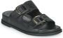 Unisa Cutler Double Buckle Slippers Zwart Dames - Thumbnail 3