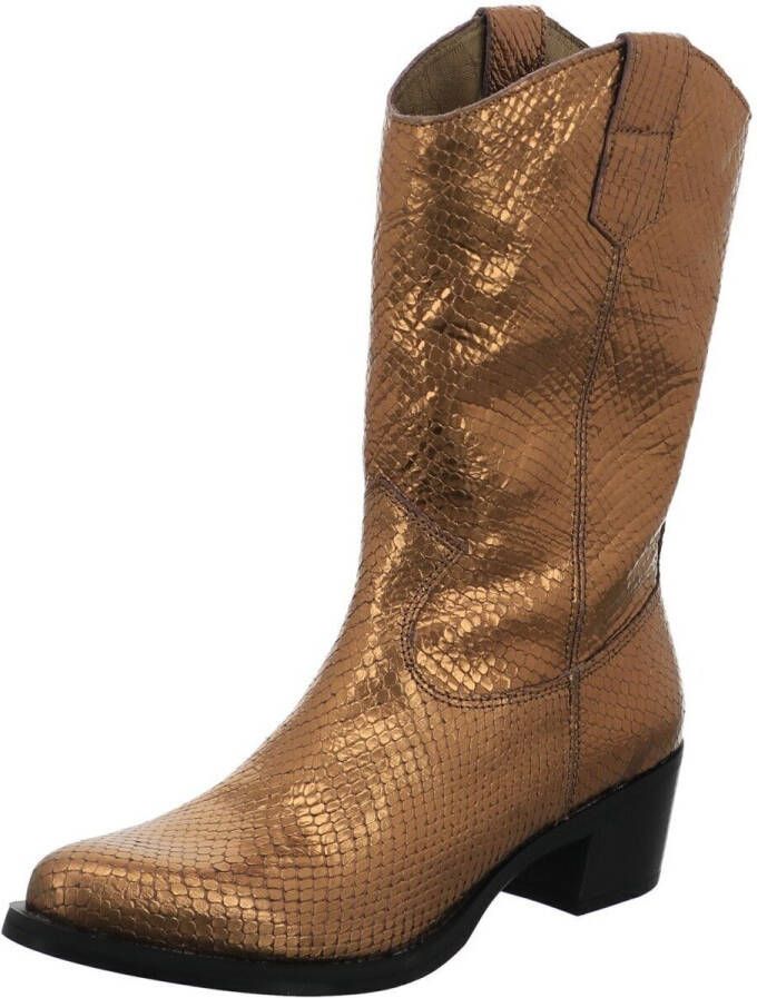Unisa Metallic Leren Cowboy Laarzen met Dunne Tenen en 4 cm Hak Yellow Dames - Foto 2