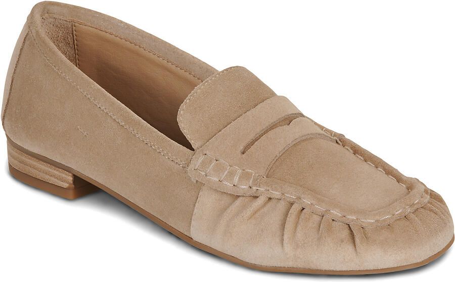 Unisa dames loafers met geplooide details beige suède - Foto 3