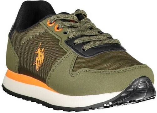 U.s. Polo Assn. Groene militaire sneaker met oranje blauwe en witte details Green