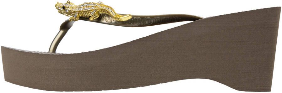 Uzurii Teenslippers Gold Crocodile Switch High Heel