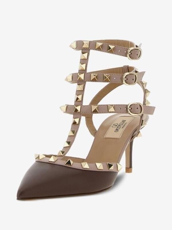 Valentino Garavani Hoge hakken 'Rockstud' Pumps in bruin - Foto 5