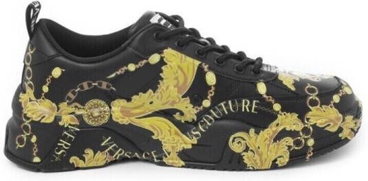 Versace Jeans Couture Abstracte Multikleur Leren Sneakers Black Heren - Foto 3