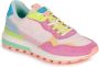 Victoria Sneakers Luna Nylon Multicolor Rosa Split Leather - Thumbnail 4