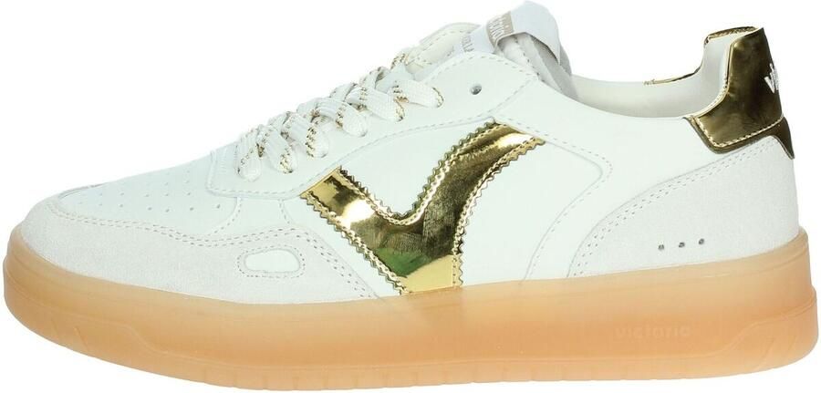 Victoria Sneakers White Split Leather Gold - Foto 2
