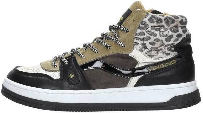 VINGINO Maxime leren sneakers zwart bruin Meisjes Leer Meerkleurig 36 - Foto 4