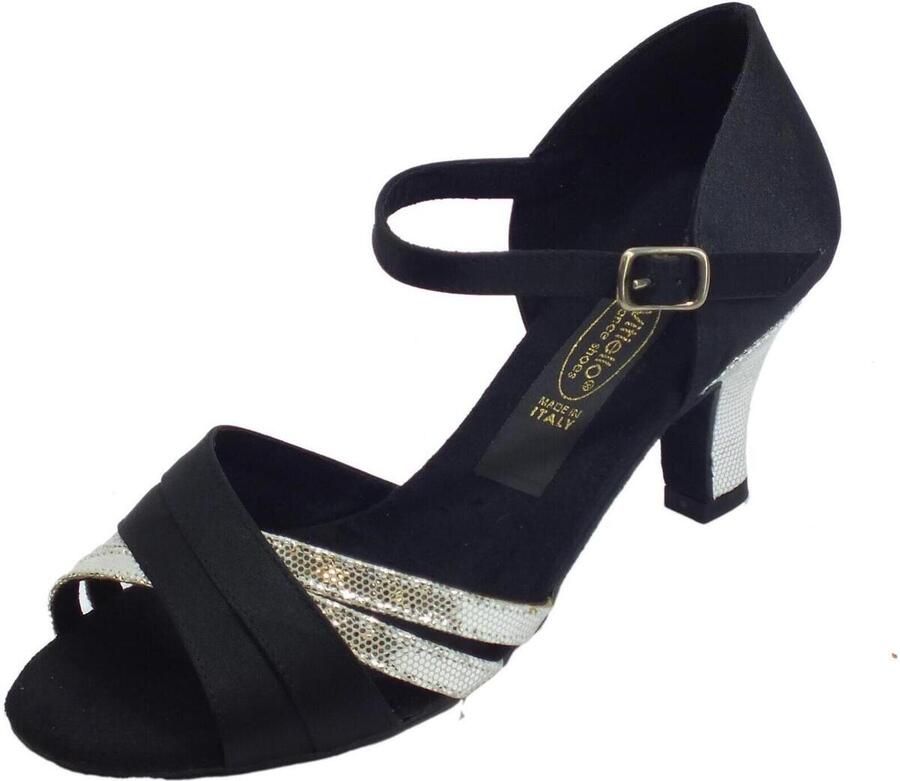 Vitiello Dance Shoes Pumps 303 Raso nero Sat. Argento forma