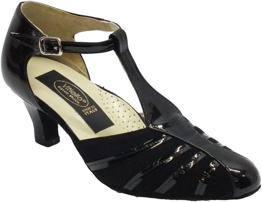Vitiello Dance Shoes Pumps Standard nero vernice e camoscio tacco
