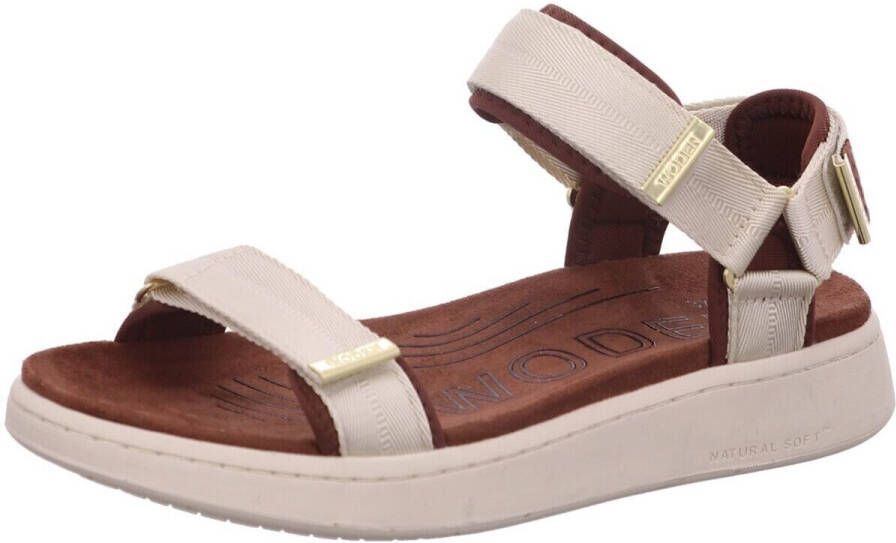 Woden Stijlvolle en comfortabele Line sandaal met verstelbare bandjes en leren details Beige Dames - Foto 6