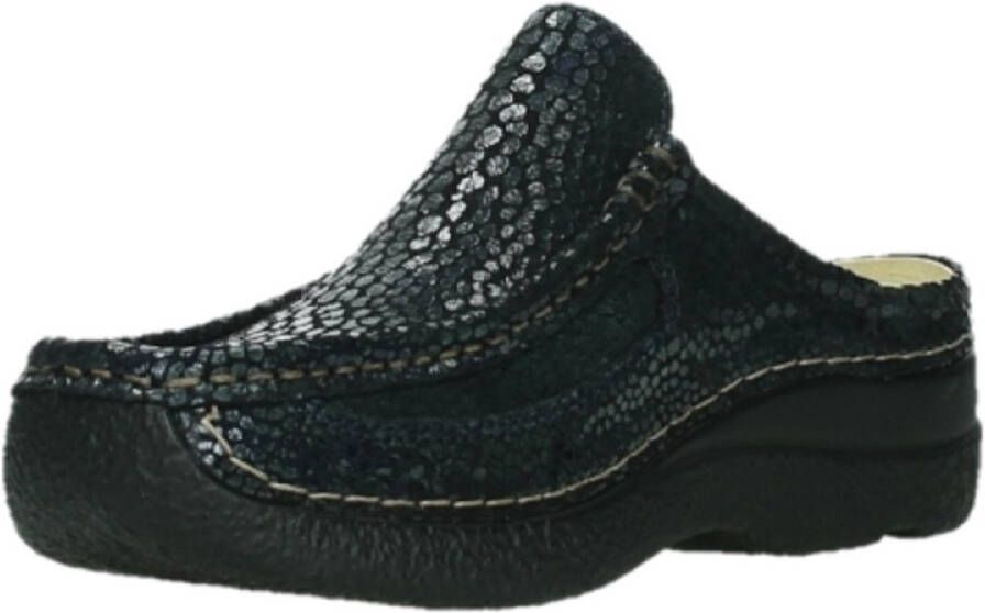 Wolky -Dames blauw donker slipper muiltje