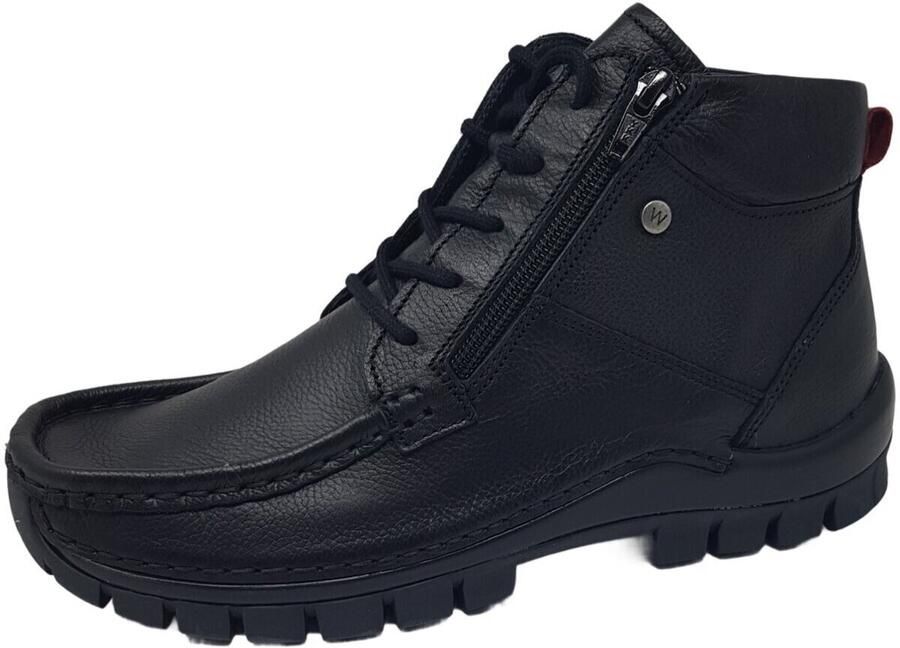 Wolky Zwarte Leren Dames Veterschoenen Zwart