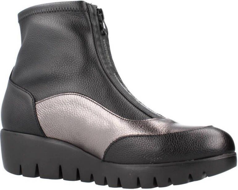 Wonders Zwarte Dames Sleehak Enkellaarzen Black Dames