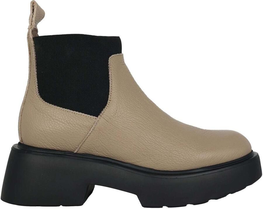 Wonders Zwarte en beige enkellaars met elastische sluiting Beige Dames - Foto 3