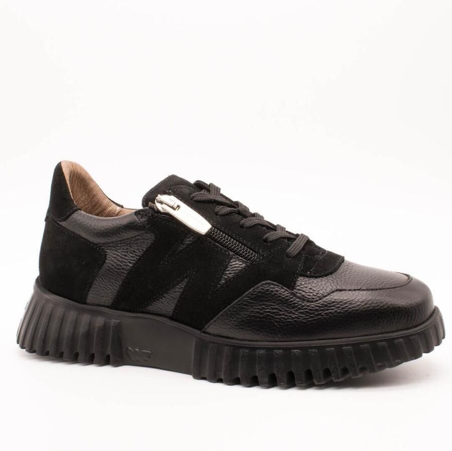 Wonders Zwarte leren sneakers Tren