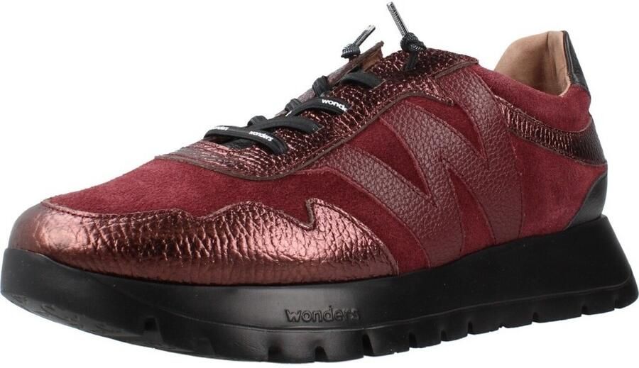Wonders Leren Odisei sneakers in granaatrood - Foto 2