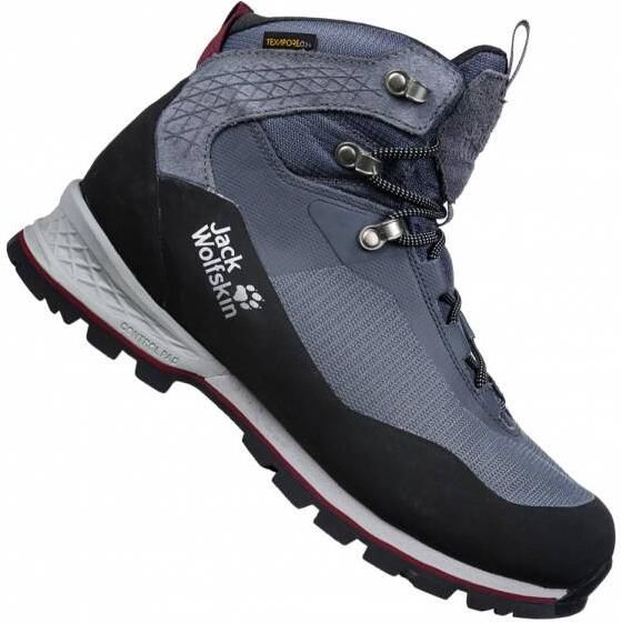 Jack Wolfskin Wilderness Lite Texapore Mid Women Waterdichte dames-trekkingschoenen 39.5 grijs pebble grey burgundy