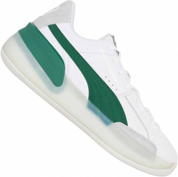 Puma Clyde Hardwood Heren Schoenen White Leer Textil Synthetisch