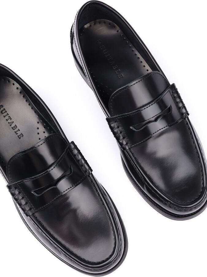 Suitable Penny Loafers Leer Zwart - Foto 3
