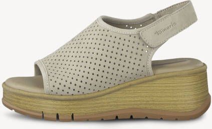 Comfortabele Dames Sandalen Leer Klittenband Taupe - Foto 2