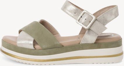 Tamaris Comfort Sandalen met hak groen Leer Dames - Foto 3