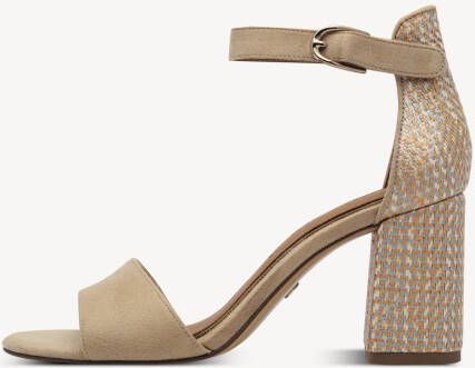 Tamaris Sandalen met hak beige Textiel Dames - Foto 6