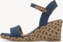Tamaris Espadrilles met hak blauw Textiel Dames - Thumbnail 3