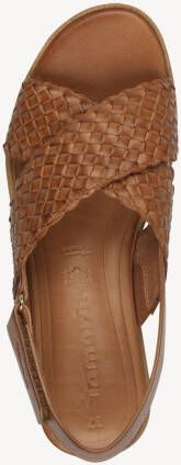 Tamaris Bruine Leren Sleehak Sandalen met Geweven Design - Foto 4