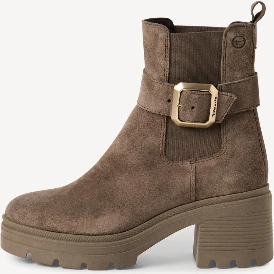 Tamaris dames leren laarzen enkellaarsjes vrouwen 1-25433-45 341 taupe M2543345
