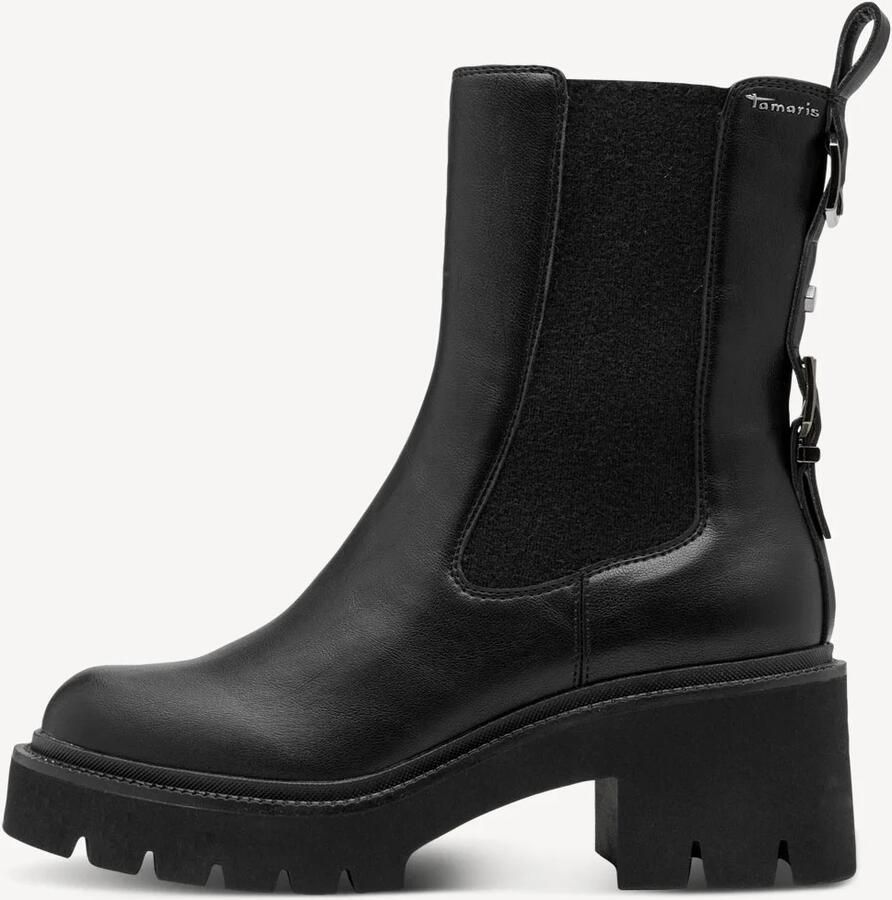 Tamaris Chelsea-boots blokhak enkellaarsjes met siergesp-element op de hiel - Foto 3