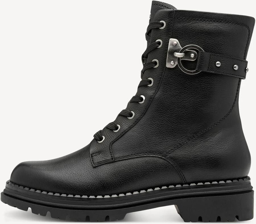 Tamaris Veterlaarsjes blokhak veterboots met studs bezette sierriem