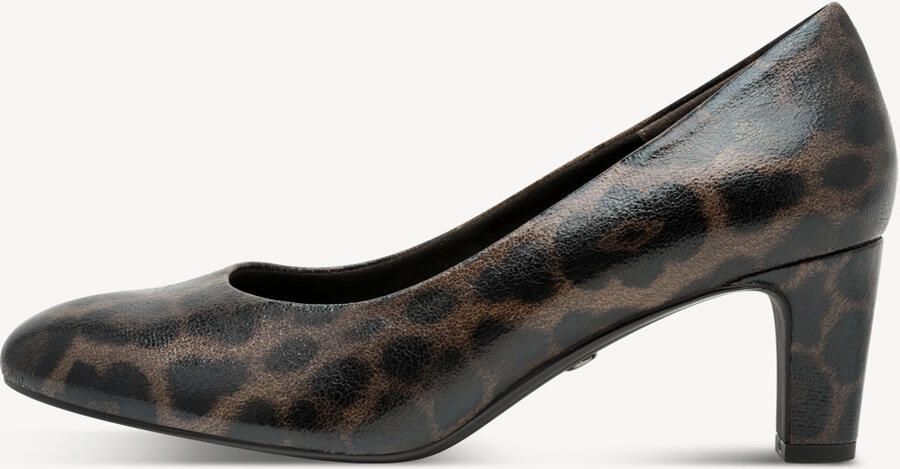 Tamaris dames pumps met panter dessin bruin zwart