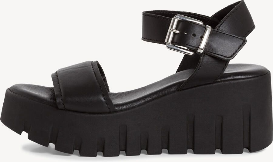 Tamaris Sandalen van leer met geprofileerde plateauzool - Foto 10