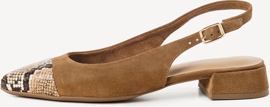 Tamaris Ballerina met riempjes beige cognac zwart - Foto 2