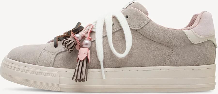 Tamaris dames leren sneaker 1-23708-47-341 lage veterschoen voor dames taupe - Foto 2