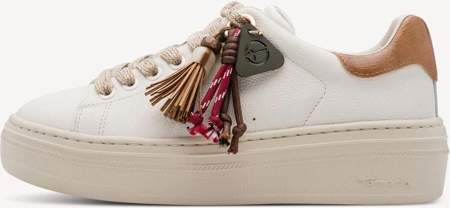 Tamaris dames leren sneaker 1-23775-47-430 dames veterschoen beige - Foto 4