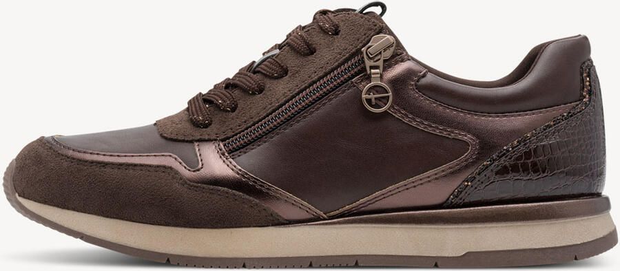 Tamaris dames sneakers met rits bruin Uitneembare zool - Foto 3